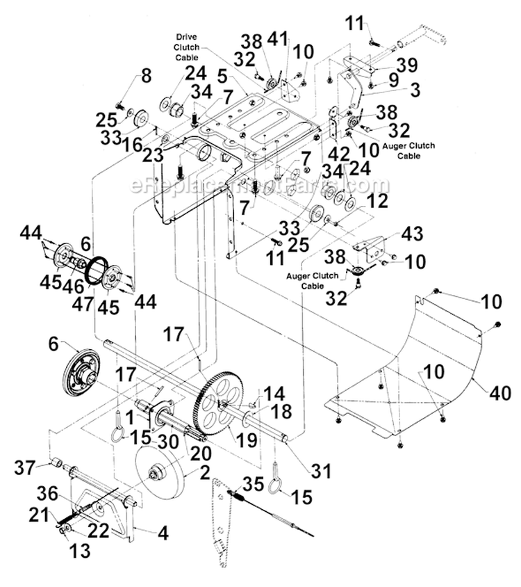 Page C Diagram and Parts List for 31AE633E401 1999 Yard Man Snow Blower
